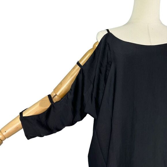HATCH Maternity Contemporary  Minimalist Cut Out Dolman Sleeve Black Shift Dress - Picture 4 of 9